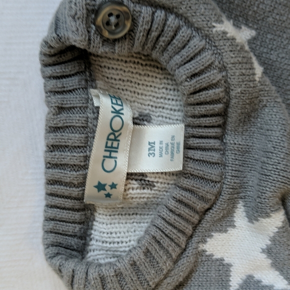 cherokee neutral star knit crewneck sweater 3 months baby unisex gender neutral - Picture 3 of 6